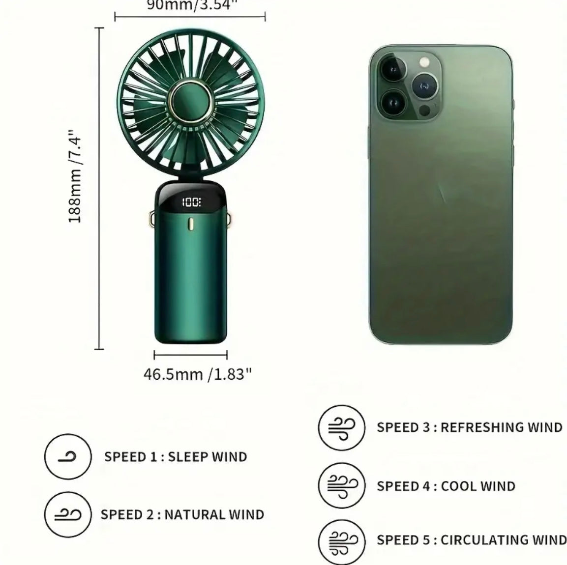 Portable Hand-held Fan Mini Folding Desk Fan Cooler Cooling USB UK 10000mAh