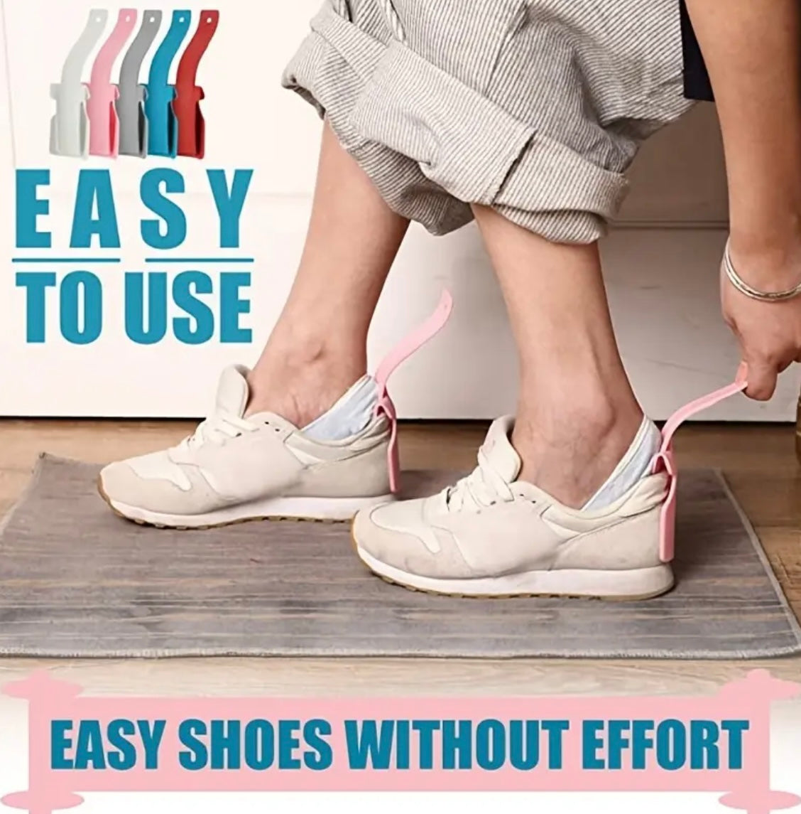 6x Lazy Shoe Helper | Shoe Horn Plastic Easy Clip On Heel Handled | UK