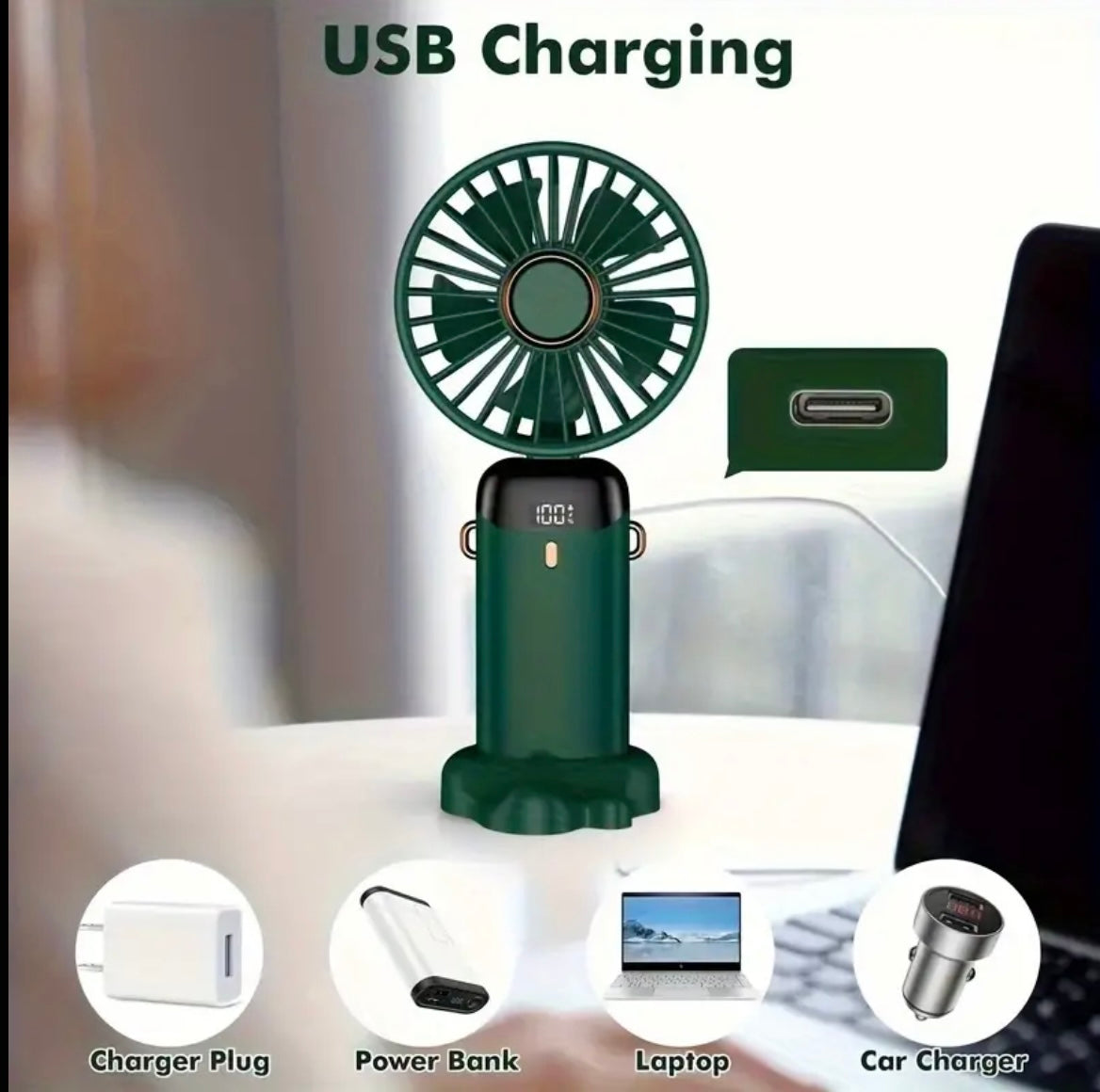 Portable Hand-held Fan Mini Folding Desk Fan Cooler Cooling USB UK 10000mAh