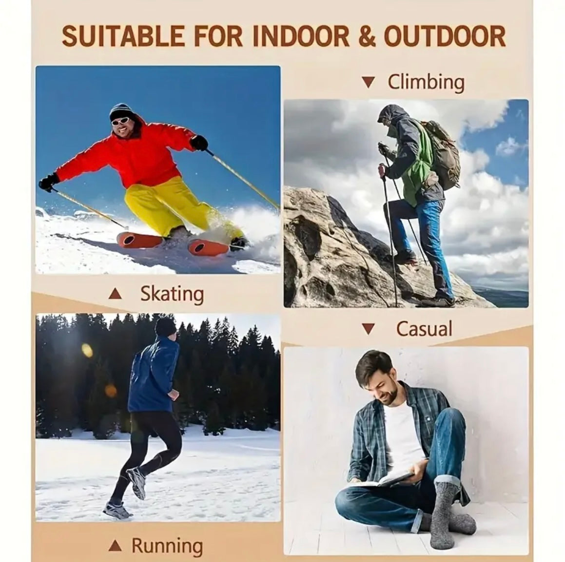 Men's Work Crew -3 Pairs,Enhanced Insulation Anti Cold Snow Fabric-Menswear