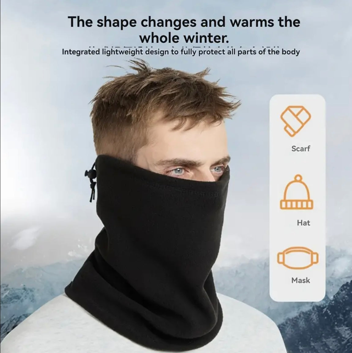 Snood Neck Warmer Scarf, Thick Fleece Thermal Windproof Mask All Weathers