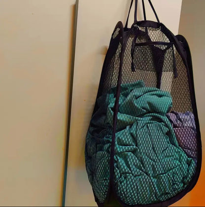 LAUNDRY BAG BIN POP UP MESH FOLDABLE WASHING LAUNDRY BASKET BAG HAMPER STORAGE