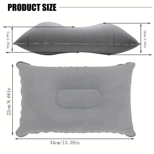 Inflatable Travel Pillow, Small Square Flocking Fabric Air Pillow For Travel 1pc