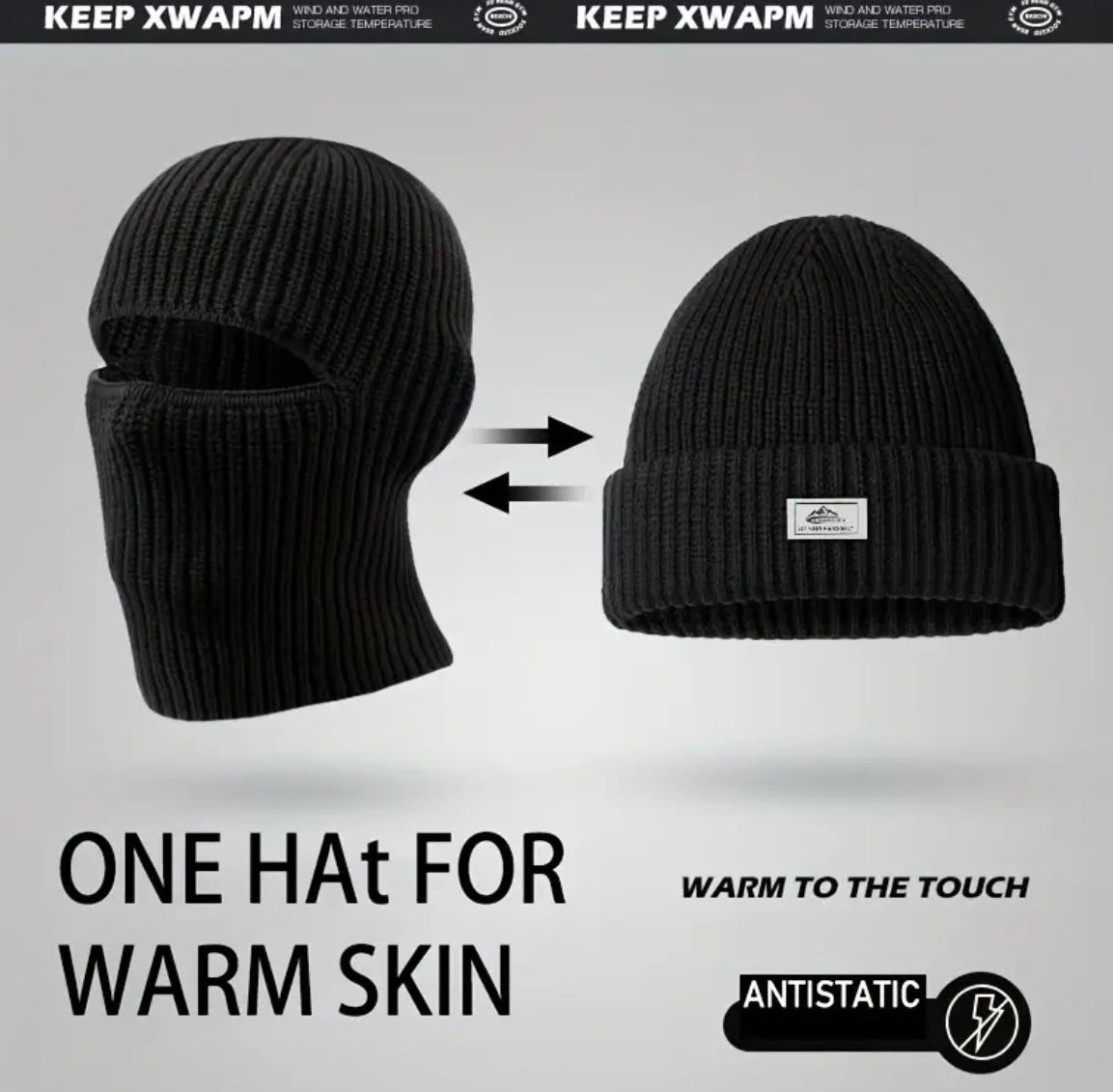 Thermal Knit Balaclava,Wind Proof, 2 In 1 Hat/face Protector ,Great For Outdoor