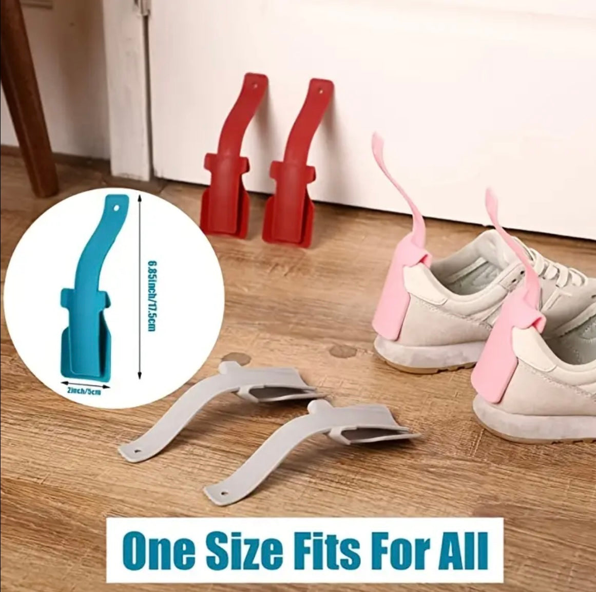 6x Lazy Shoe Helper | Shoe Horn Plastic Easy Clip On Heel Handled | UK