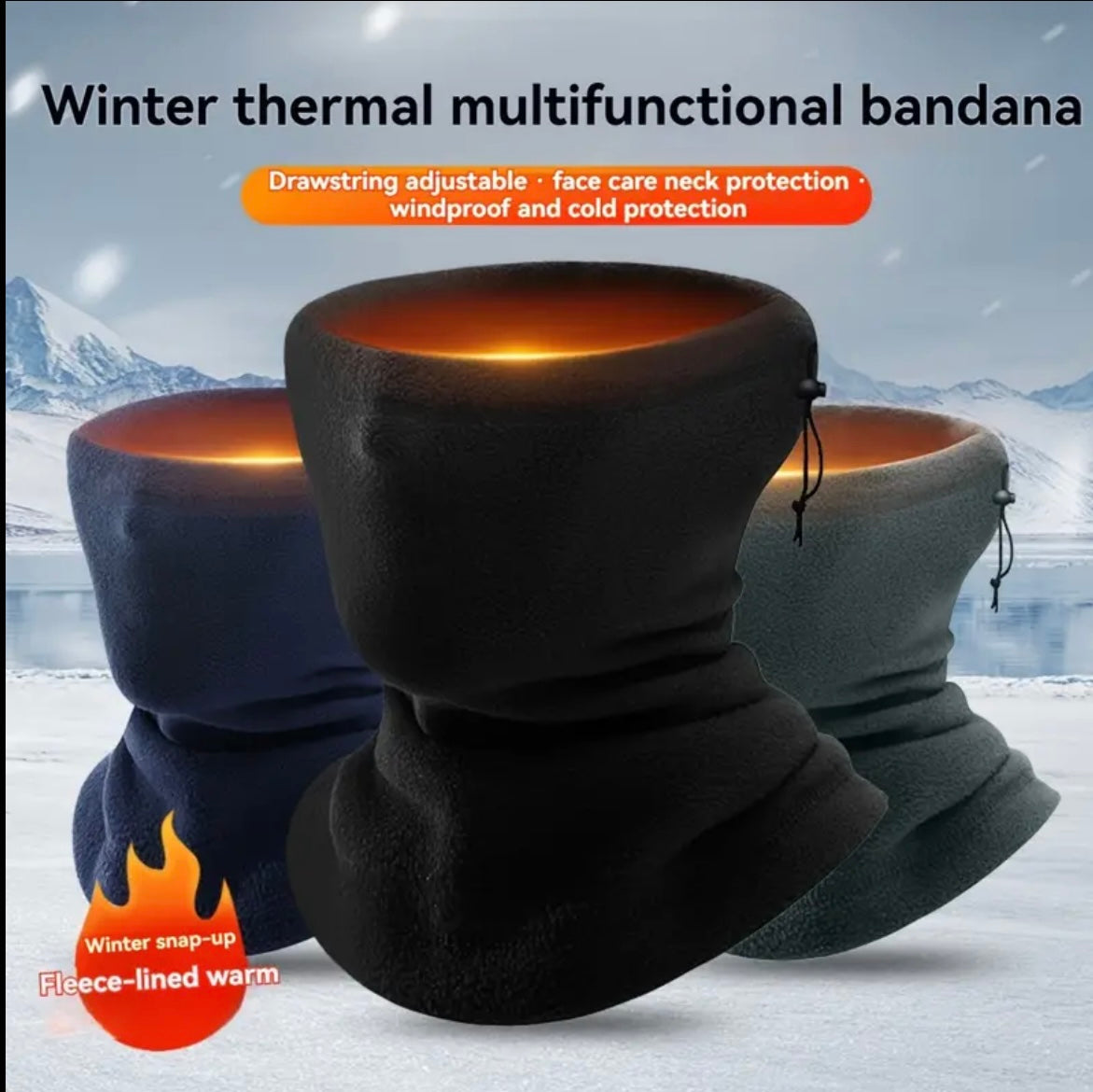 Snood Neck Warmer Scarf, Thick Fleece Thermal Windproof Mask All Weathers