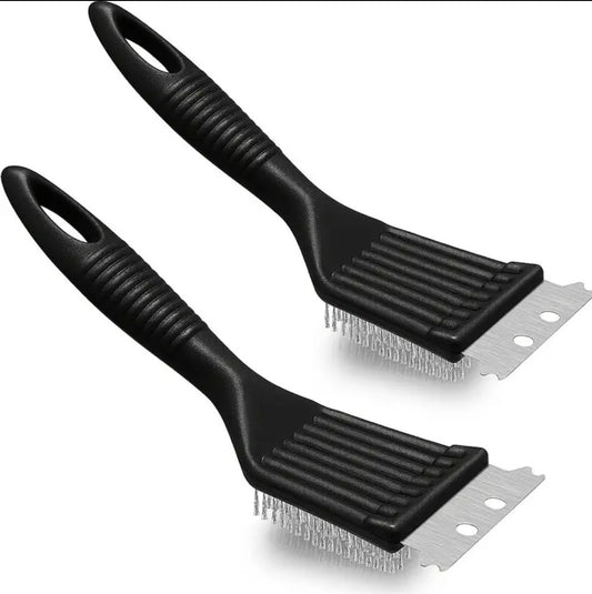 Wire Brush Barbecue Grill Cleaning Utensil with Scraper Must Need for BBQS