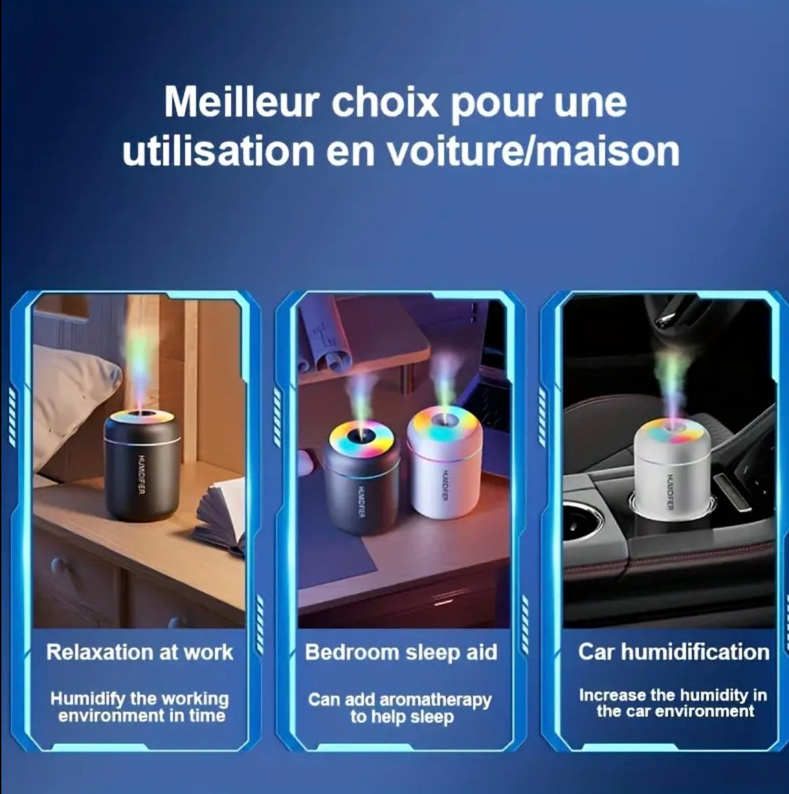 USB MINI CAR HUMIDIFIER AIR PURIFIER FRESHENER LED AROMA ESSENTIAL OIL DIFFUSER