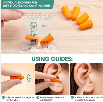 Soft Foam Ear Plugs X10, Working Sleep Snoring Noise Cancelling Motorcycle