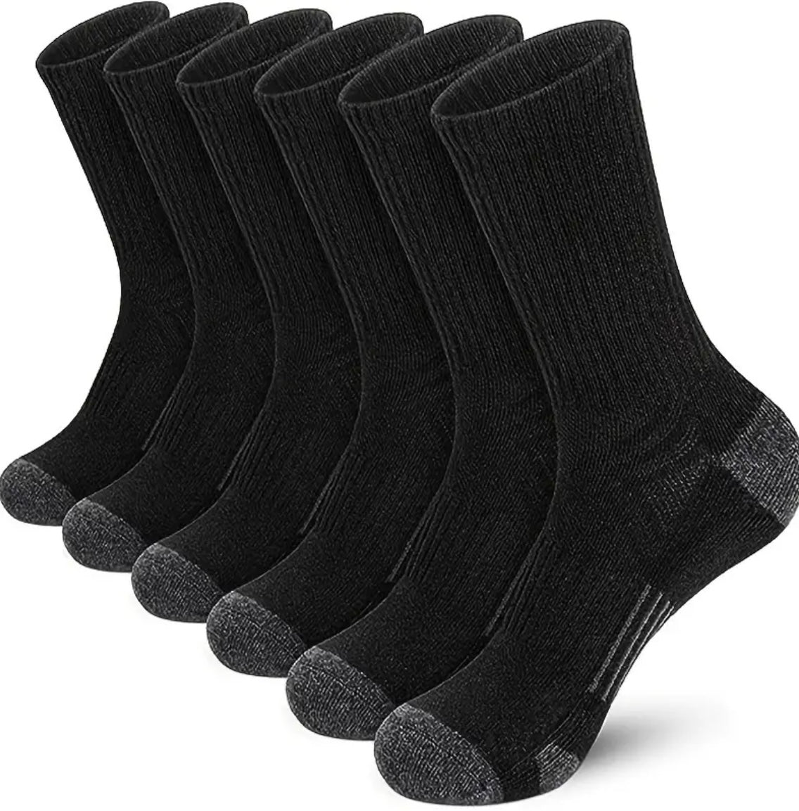 Breathable Solid Crew Socks for Men - Pack of 6 Pairs -Menswear, plain,comfy