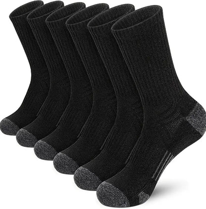 Breathable Solid Crew Socks for Men - Pack of 6 Pairs -Menswear, plain,comfy