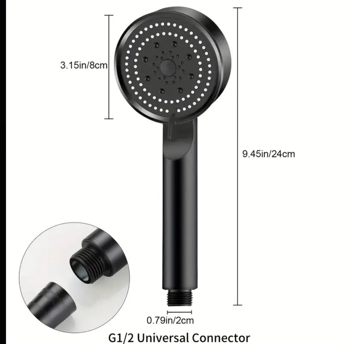 High  pressure shower head/ 3 Settings , Easy Fit