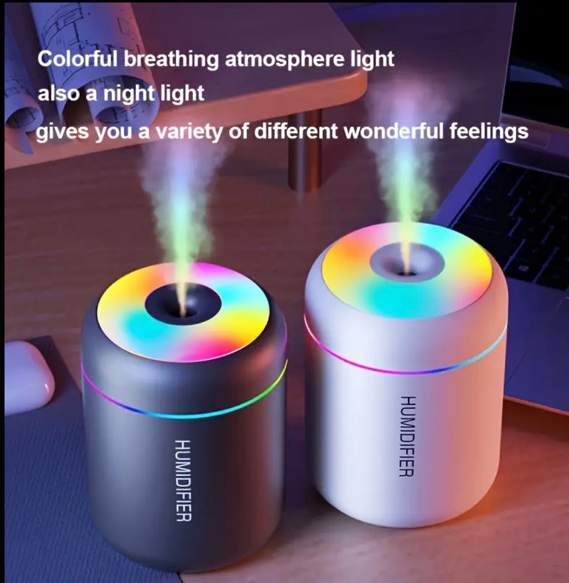 USB MINI CAR HUMIDIFIER AIR PURIFIER FRESHENER LED AROMA ESSENTIAL OIL DIFFUSER
