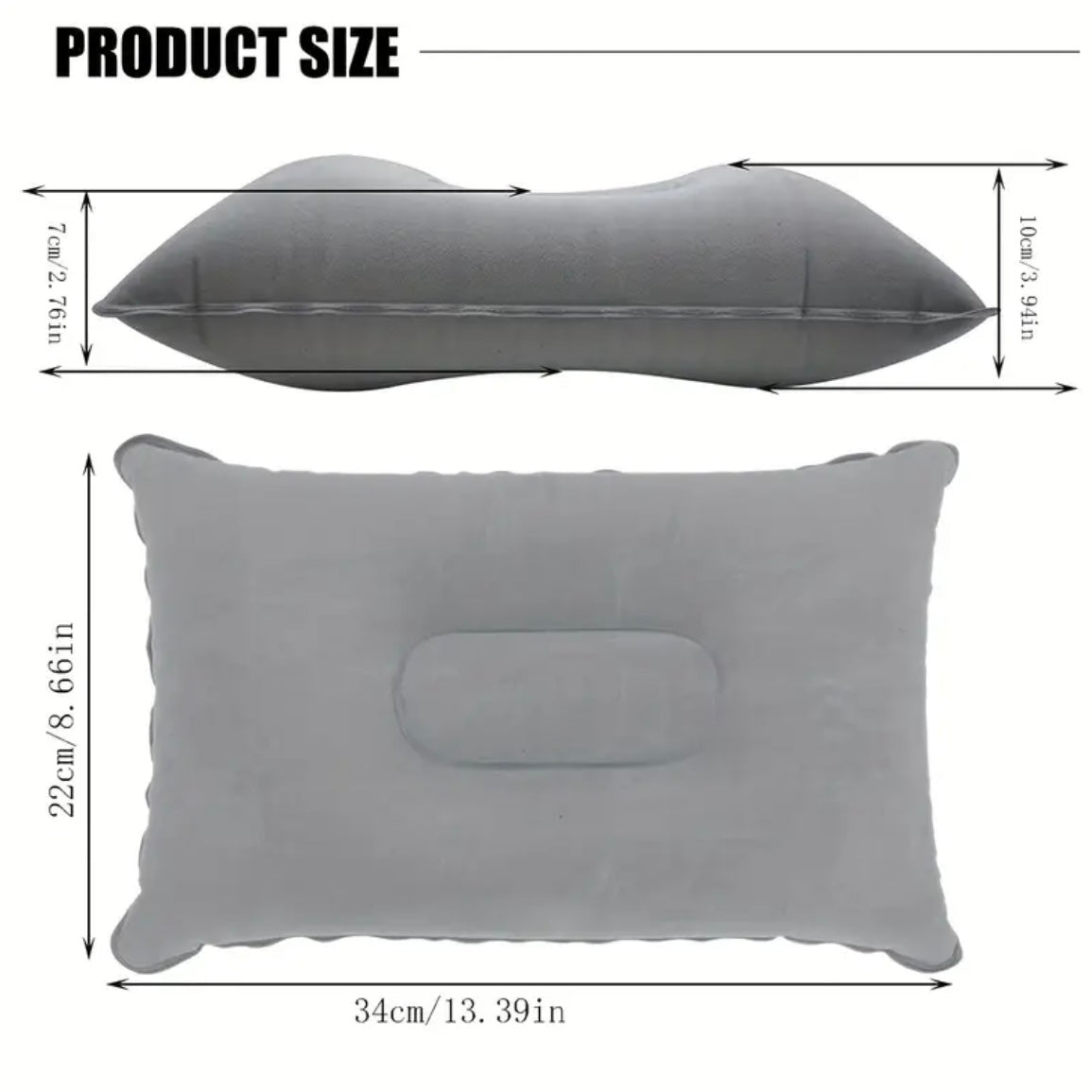 Inflatable Travel Pillow, Small Square Flocking Fabric Air Pillow For Travel 1pc