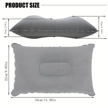 Inflatable Travel Pillow, Small Square Flocking Fabric Air Pillow For Travel 1pc