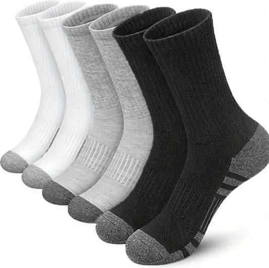 Breathable Solid Crew Socks for Men - Pack of 6 Pairs -Menswear, plain,comfy