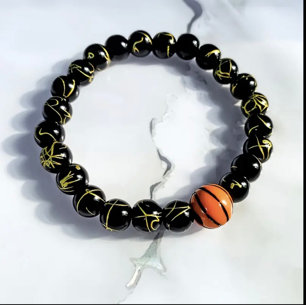 Basket Ball Bracelet Unisex Hand Made Beaded For Simple Design Fitness Accessory