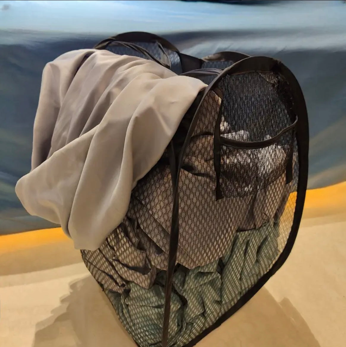 LAUNDRY BAG BIN POP UP MESH FOLDABLE WASHING LAUNDRY BASKET BAG HAMPER STORAGE