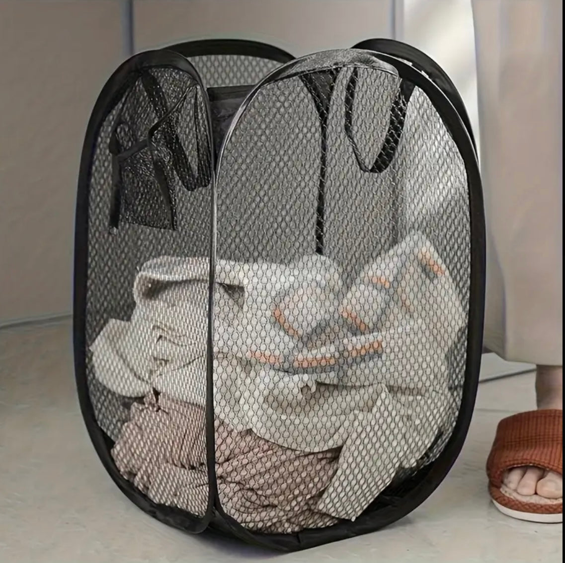 LAUNDRY BAG BIN POP UP MESH FOLDABLE WASHING LAUNDRY BASKET BAG HAMPER STORAGE