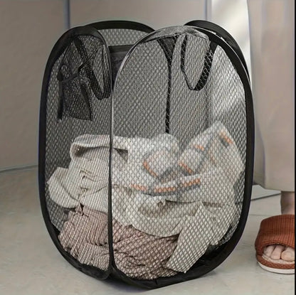 LAUNDRY BAG BIN POP UP MESH FOLDABLE WASHING LAUNDRY BASKET BAG HAMPER STORAGE