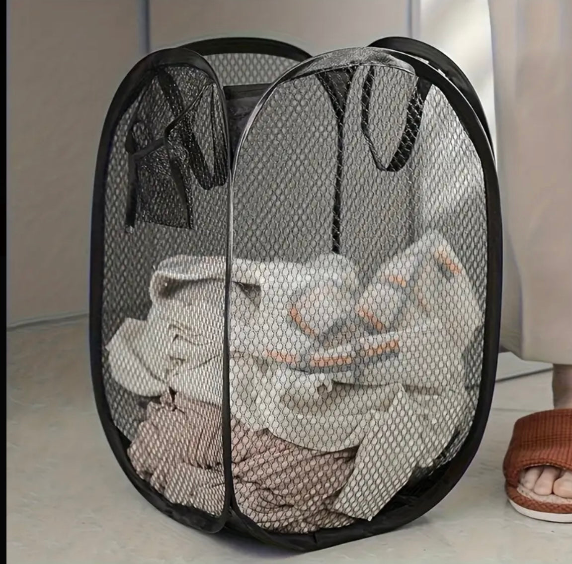LAUNDRY BAG BIN POP UP MESH FOLDABLE WASHING LAUNDRY BASKET BAG HAMPER STORAGE