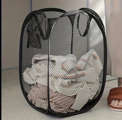 LAUNDRY BAG BIN POP UP MESH FOLDABLE WASHING LAUNDRY BASKET BAG HAMPER STORAGE