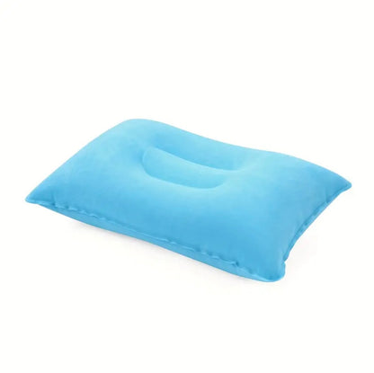 Inflatable Travel Pillow, Small Square Flocking Fabric Air Pillow For Travel 1pc