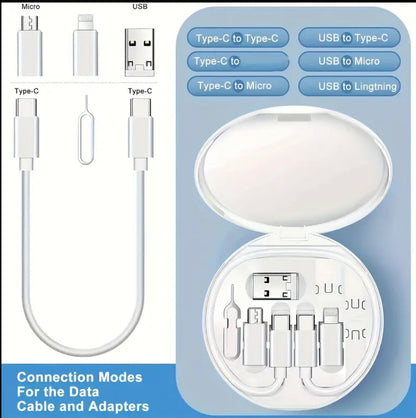 4 in 1 USB Charging Adapter Kit, Compact Durable PVC, Adapter For All Devices