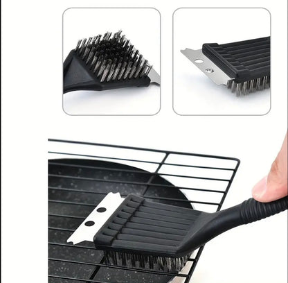 Wire Brush Barbecue Grill Cleaning Utensil with Scraper Must Need for BBQS